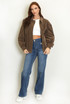 Faux Suede Collared Jacket