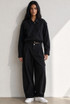 Dropped Shoulder Jacket and High Waist Wide Trouser Set