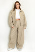 Dropped Shoulder Jacket and High Waist Wide Trouser Set