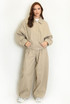 Dropped Shoulder Jacket and High Waist Wide Trouser Set