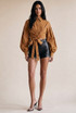 Cropped Tie Front Blouse