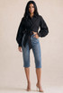 Cropped Tie Front Blouse