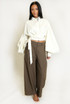 Cropped Tie Front Blouse