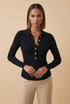 Button Detail Fine Knit Top
