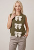 Bow-Detail Ribbed Knit Waistcoat