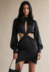 Satin Ruched Cut Out Mini Dress