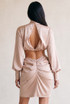 Satin Ruched Cut Out Mini Dress