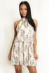 Grey Animal Print Halter Neck Dress