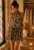 Brown Leopard Print Halter Neck Dress