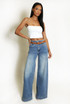 Washed Wide Leg Long Jeans 