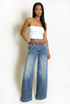 Washed Wide Leg Long Jeans 