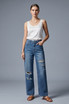 Washed Ripped Detail Tapered Jeans