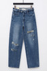 Washed Ripped Detail Tapered Jeans