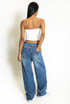 Washed Ripped Detail Tapered Jeans