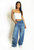 Washed Ripped Detail Tapered Jeans
