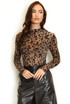 Leopard Mesh Long Sleeve Bodysuit