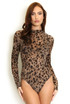 Leopard Mesh Long Sleeve Bodysuit