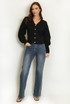 Balloon Sleeve V-Neck Cardigan
