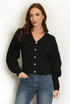 Balloon Sleeve V-Neck Cardigan