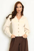 Balloon Sleeve V-Neck Cardigan