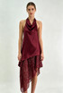 Asymmetric Satin Dress With Sequin Mesh Hem
