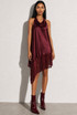 Asymmetric Satin Dress With Sequin Mesh Hem