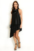 Asymmetric Satin Dress With Sequin Mesh Hem