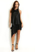 Asymmetric Satin Dress With Sequin Mesh Hem