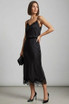 Satin Lace Hem Midi Skirt