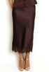 Satin Lace Hem Midi Skirt