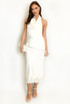 Satin Lace Hem Midi Skirt