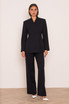 Wrap Blazer with High Waist Barrel Trousers