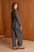 Wrap Blazer with High Waist Barrel Trousers