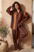 Brushstrokes Button Up Blouse and Trouser Set