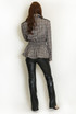 Plaid Cinched Waist High Neck Coat