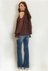 Cold Shoulders Tie Neck Chiffon Blouse