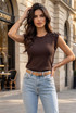 Pearls Padded Shoulder Top