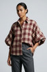 Check Plaid Dolman Sleeves Blouse