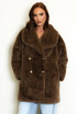 Oversized Collar Faux Fur Coat