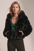 Hooded Faux Fur Panelled Cropped Jacket