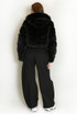 Hooded Faux Fur Panelled Cropped Jacket