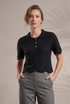 Short Sleeve Textured Knit Polo Top