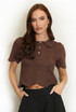 Short Sleeve Textured Knit Polo Top