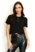 Short Sleeve Textured Knit Polo Top