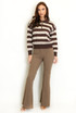 Stripes Full Sleeves Knit Polo Top