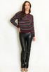 Stripes Full Sleeves Knit Polo Top