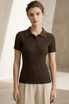 Ribbed Knit Polo Top