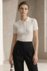 Ribbed Knit Polo Top