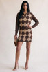 Argyle Polo Neck Sweater with Mini Skirt