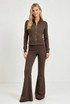 Paneled Athleisure Gold Zip Jacket with Flare Leggings